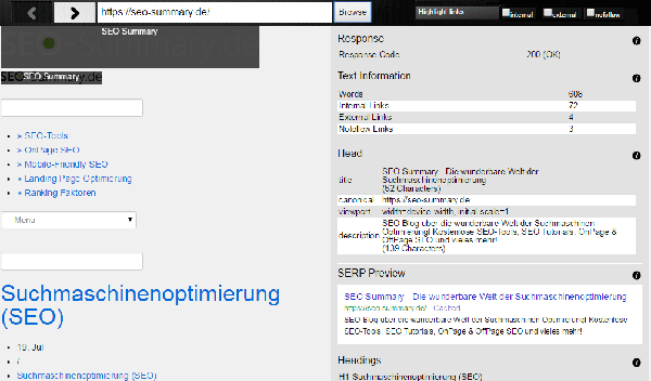 BROWSEO SEO-Browser Screenshot